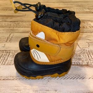 Black and Tan Kids Snow Boots